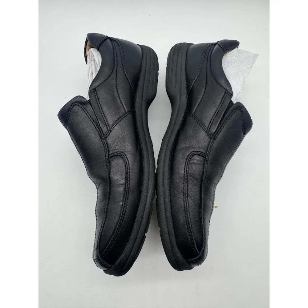 Johnston & Murphy XC4 Mens Black Leather Slip On‎ Loafers Square Moc Toe Shoes